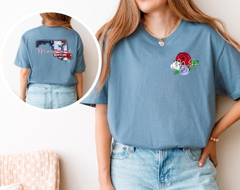 Maryland Floral Back Print Tee | Cute State Shirt with Peace & Roses | Unique Front and Back Graphic | Comfort Color Style | Unisex Fit