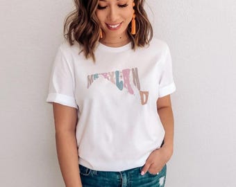 MD Maryland Floral Tee | Bold State Pride Shirt | Patriotic Summer Graphic | Beach Style | Unisex Fit