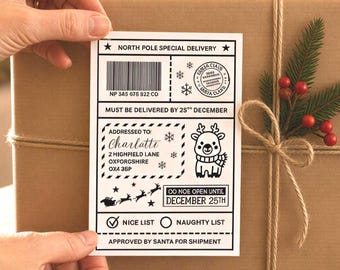 Editable Christmas Label Template Bundle, Christmas Shipping Label Digital, Christmas Label Stickers Printable, Christmas Gift Label Canva