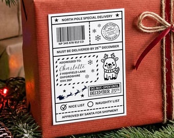 Christmas Parcel Shipping Labels Personalised, Christmas Present Address Labels Personalized, Postage Christmas Gift Labels Stickers Custom