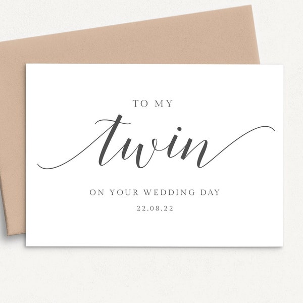 To My Twin on Your Wedding Day Card, Personalised Wedding Card for Twin, Special Twin Wedding Card Personalized Wedding Day Card Twin