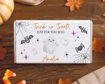 Personalised Halloween Chocolate Bar Wrapper Template Canva, Editable Halloween Candy Bar Wrapper Digital Printable Chocolate Wrapper