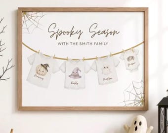 Halloween Family Shirts Print Personalised, Custom Halloween Family Wall Art Print, Personalized Halloween Shirts Family Picture, UNFRAMED