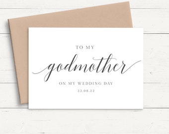 To My Godmother on My Wedding Day Card Personalized, Personalised Wedding Card Godmother, Godmother Wedding Day Thank You Card