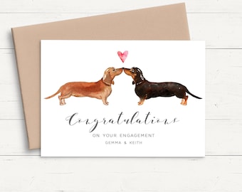 Dachshund Engagement Card for Couple, Personalised Sausage Dog Engagement Card for Friends, Personalized Engagement Card for Gay Couple