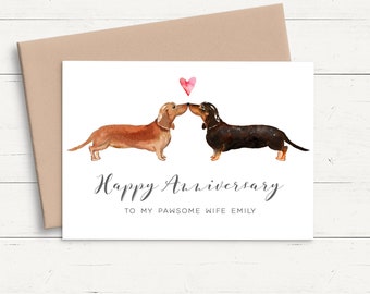 Dachshund Anniversary Card Wife, Sausage Dog Anniversary Card Husband, Boyfriend Anniversary Card Personalised Anniversary Card Girlfriend