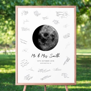 Moon Wedding Guest Book Poster, Personalised Wedding Guest Book Alternative Moon Guestbook Print, Moon Wedding Sign Guest Book, UNFRAMED