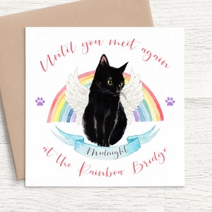 Cat Rainbow Bridge Card Personalised, Cat Sympathy Card Personalized, Pet Sympathy Card Cat Loss Card, Loss of Cat Card, Cat Memorial Card