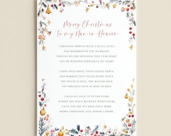 Personalised Christmas Grave Card Heavenly Nan, Custom To My Grandma in Heaven at Christmas Graveside Card for Cemetery, WITH HOLDER STAKE