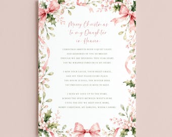 Personalised Christmas Grave Card Heavenly Daughter, Custom Daughter in Heaven at Christmas Graveside Card for Cemetery, WITH HOLDER STAKE