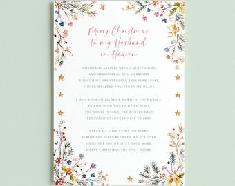 Personalised Christmas Grave Card Heavenly Husband, Custom Husband in Heaven at Christmas Graveside Card for Cemetery, WITH HOLDER STAKE