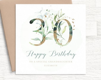 Personalized 30th Birthday Card Granddaughter, Personalised 30th Birthday Card for Granddaughter, Granddaughter 30th Birthday Card Women