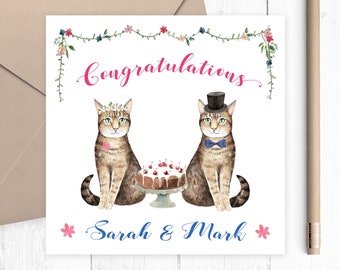 Wedding or New Home Card from The cat, Congratulations Humans Funny Wedding Card with Black cat