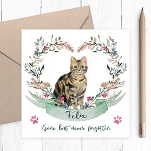 Loss of Pet Card Cat Sympathy Card, Pet Sympathy Card Personalised Pet Memorial Card, Loss of Cat Loss Card, Personalized Pet Loss Card