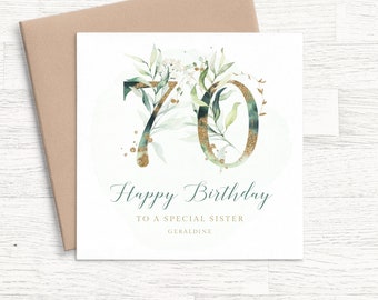 70th Birthday Card for Sister, Sister 70th Birthday Card Personalized 70th Birthday Card Sister in Law, 70th Birthday Card for Women