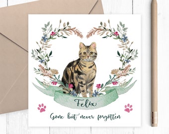 Loss of Pet Card Cat Sympathy Card, Pet Sympathy Card Personalised Pet Memorial Card, Loss of Cat Loss Card, Personalized Pet Loss Card