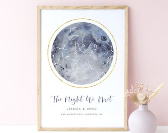 Constellation Print, Star Map Print Personalised, Star Map Anniversary Gifts for Girlfriend, Star Map By Date, Night Sky Print, UNFRAMED