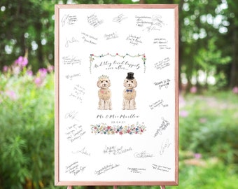 Dog Wedding Guestbook Poster, Dog Guest Book Wedding Sign, Alternative Wedding Guest Book Print, Personalised Wedding Guest Book Dog