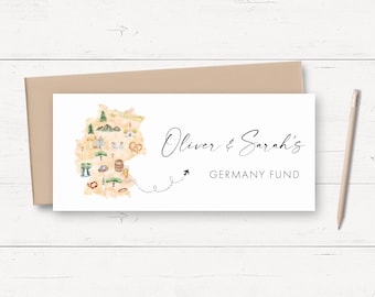 Germany Travel Money Wallet Gift Card, Travel Money Holder Envelopes, Personalised Money Gift Card for Holiday, Travel Fund Cash Wallet