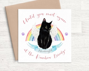 Cat Rainbow Bridge Card Personalised, Cat Sympathy Card Personalized, Pet Sympathy Card Cat Loss Card, Loss of Cat Card, Cat Memorial Card