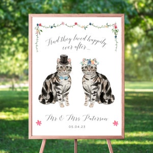 Welcome to our Wedding Sign Print, Pet Wedding Welcome Sign Personalized, Welcome Wedding Sign Printable, Cat Wedding Sign, UNFRAMED