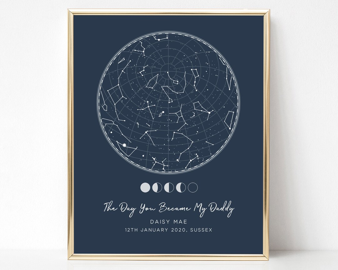 The Day You Became My Daddy, Personalized Gift for Dad, Custom Star Map Print, Star Map by Date