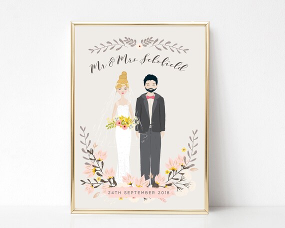 Digital Portrait wedding gift couple illustration personalized portrait Couple Portrait,Portrait from photo Custom Portrait
