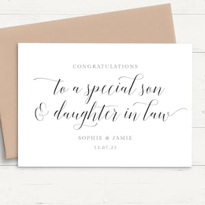 Carte de mariage personnalisée beau-fils et belle-fille, carte de mariage de félicitations pour beau-fils et belle-fille, carte de calligraphie pour mariage