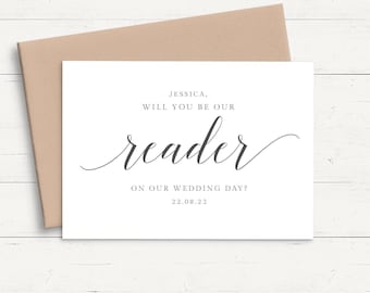 Will You Be Our Reader Proposal Card Personalised, Wedding Proposal Card Personalized, Will You Read At Our Wedding, Will You Be A Reader