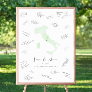 Signe personnalisé de livre d'or de mariage, carte aquarelle livre d'or de mariage, carte alternative de livre d'or de mariage, voyage de livre d'or de mariage, sans cadre