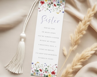 Personalised Remembrance Bookmark Sister, Custom Memorial Bookmark, Personalized Sympathy Book Marks Laminated, WITH TASSEL