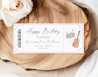 Konzertkarte, personalisiertes Konzertticket, Konzertgutschein, Konzertkarte Geschenk Geburtstag, Gig Ticket Geschenk gedruckt, Gig Ticket einladen