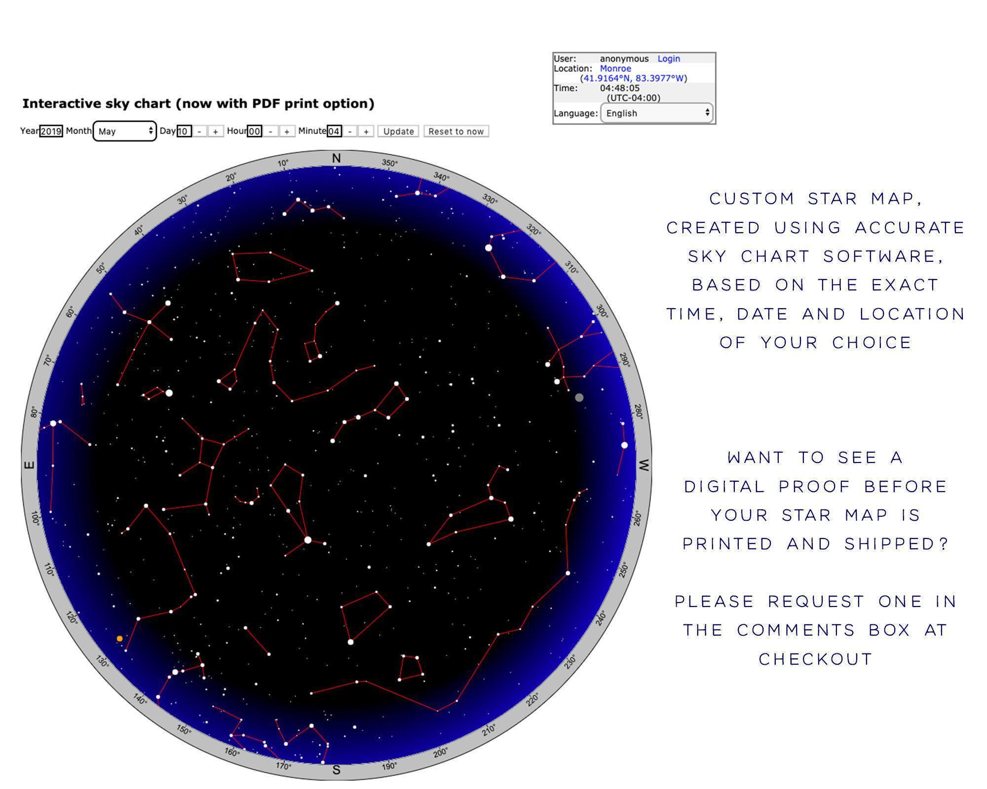 The Day You Were Born Star Map by Date, Personalized Constellation ...