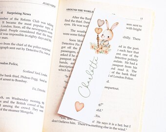 Kids Easter Bookmark Personalised, Personalized Easter Bunny Bookmark Girl, Cute Easter Gifts for Kids Boy, Paper Bookmark Custom