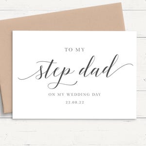 To My Step Dad on My Wedding Day Card Personalized, Personalised Wedding Card Step Dad, To My Step Father Wedding Day Thank You Cards