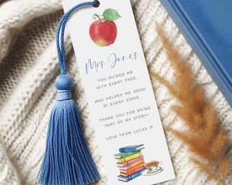 Personalised Teacher Bookmark Part of My Story, Personalized Bookmarks for Teachers, Laminated Teacher Gift Bookmark from Child, WITH TASSEL