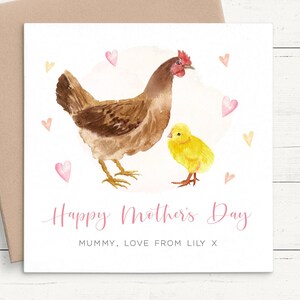 Chicken Mothers Day Card Grandma, Animal Mothers Day Card Mummy, Personalized Mothers Day Card Nannie, Personalised Mothers Day Card Nan