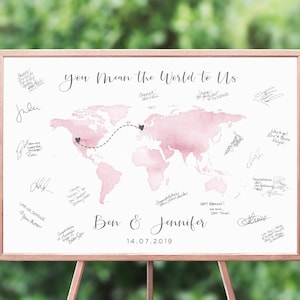 Alternatives Hochzeitsgästebuch Wandbild Gästebuch Zeichen, Weltkarte Gästebuch Personalisiert, Aquarell Landkarte Hochzeitsgästebuch Reisen, UNGERAHMT