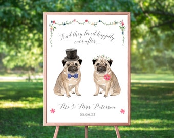 Dog Wedding Welcome Sign Personalized Wedding Welcome Sign Dogs, Welcome to our Wedding Sign Dog, Custom Wedding Welcome Poster, UNFRAMED