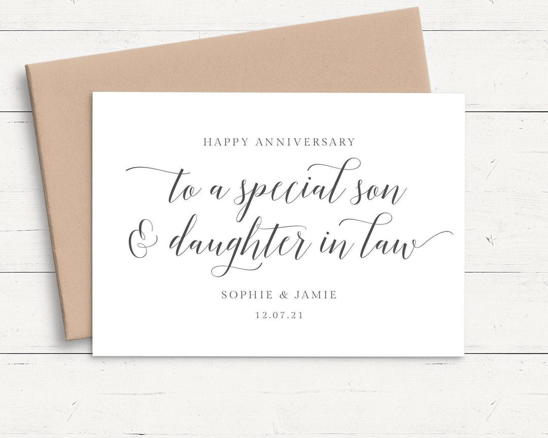 Personalised Wedding Anniversary Card Son and Daughter in Law 1st ...