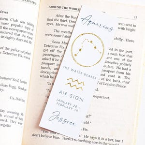 Aquarius Bookmark Personalised Birthday Gifts for Book Lovers, Zodiac Bookmark Custom, Star Sign Bookmark Women, Astrology Bookmark Paper