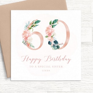 60th Birthday Card for Sister 60th Birthday Card, Personalized 60th Birthday Card Sister in Law, 60th Birthday Card for Women Personalised