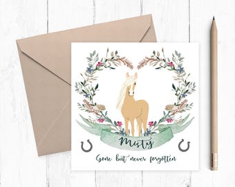 Horse Sympathy Card, Pet Sympathy Card, Loss of Horse Memorial Card, Personalised Pet Memorial Card, Personalized Pet Loss Card, Loss of Pet