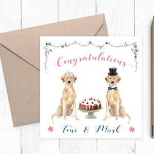 Labrador Wedding Card Personalised Wedding Day Card for Couple, Dog Wedding Card Congratulations, Personalized Wedding Card Bride and Groom