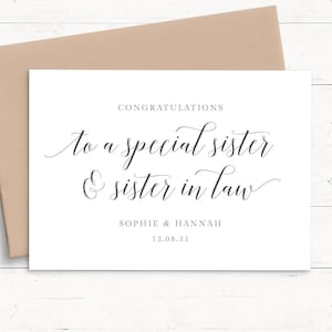 Gay Hochzeitskarte für Schwester und Schwägerin, personalisierte Hochzeitskarte Schwester und Schwägerin, Glückwünsche Hochzeitskarte Lesben