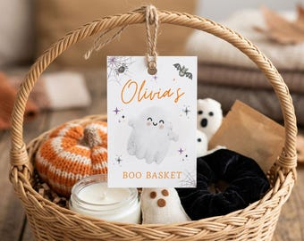 Personalised Halloween Boo Basket Tag Template Canva, Editable Boo Basket Tag Digital Download, Custom Printable Boo Basket Tags for Kids