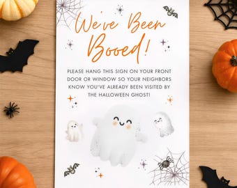 Printable Halloween We've Been Booed Sign Template Canva, Editable We've Been Booed Door Sign Digital Download