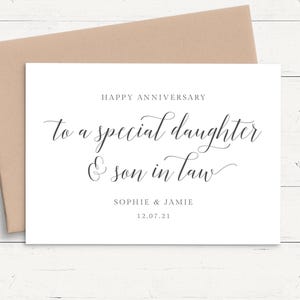 Personalisierte Hochzeitsjubiläumskarte Tochter und Schwiegersohn, 1. Hochzeitstagkarte für Schwiegertochter und Schwiegersohn personalisiert