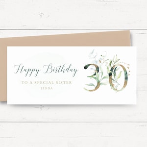 30. Geburtstag Geldbrieftasche personalisiert, personalisierte Geburtstagsgeldkarte, Geburtstagsgeldgeschenk, Geldumschlag Geburtstagsgeldhaltergeschenk