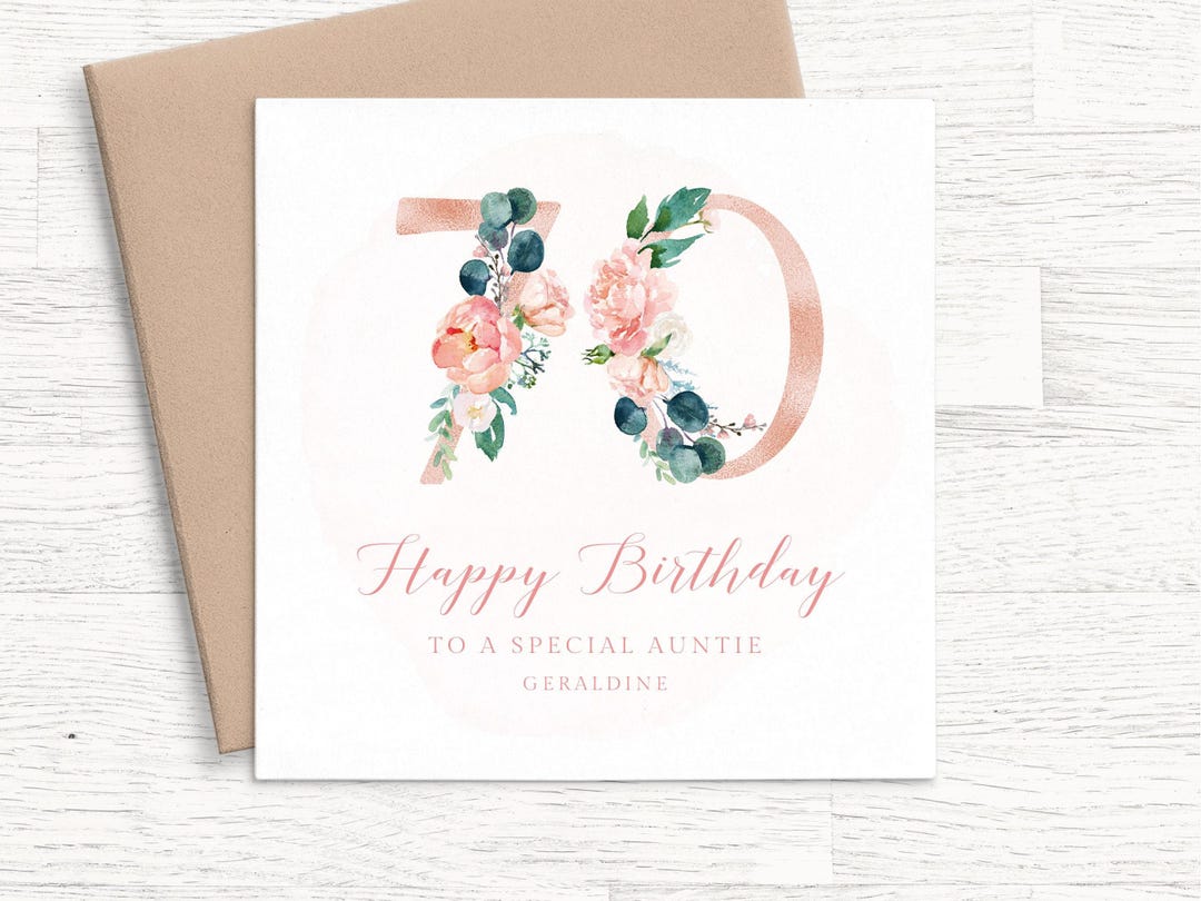 70th Birthday Card Auntie, Personalized 70th Birthday Card for Aunt ...